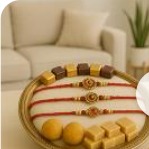 Golden Rudraksha Sacred Thread — Designer & Single Rakhis