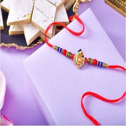 Ganesha Thread Rakhi with Kaju Katli — Designer & Single Rakhis